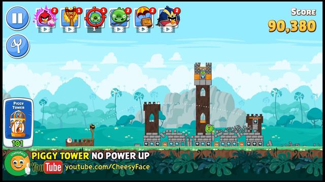 CheesyFace Walkthrough Level 101 Piggy Tower NO POWER UP Angry Birds Friends смотреть онлайн