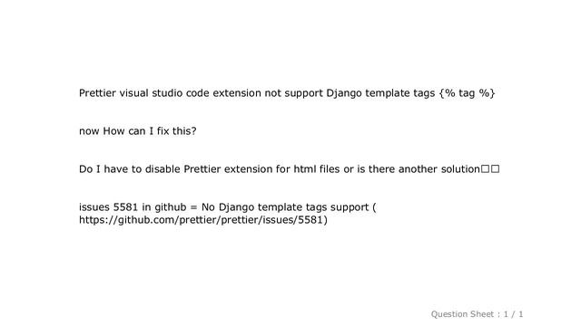 HTML : Prettier vscode extension not support Django template tags {% tag %} смотреть онлайн