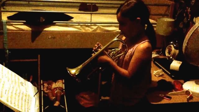 9 year old girl playing Edelweiss on cornet смотреть онлайн
