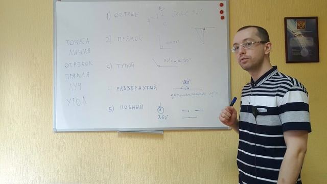 Определение дополнительных лучей и развёрнутого угла. смотреть онлайн