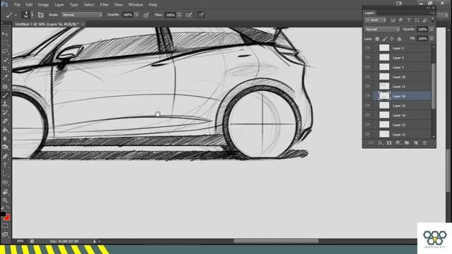 Automotive Sketching - Hatchback - Side View Detailing - Pencil Brush (PS CS6) смотреть онлайн