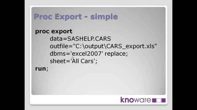 Hooking Up SAS and Excel - Part 6 - Proc Export and Import - by Colin Harris - Knoware смотреть онлайн
