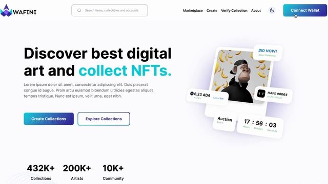 wafini.app NFT Marketplace User Interface Video Demo смотреть онлайн