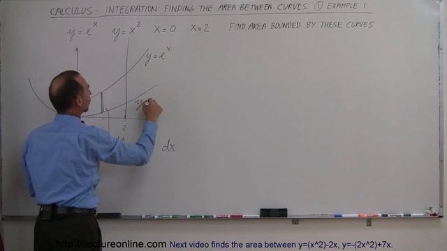 Calculus 2 - Integration: Finding the Area Between Curves (1 of 22) Ex. 1: y=e^x, y=x^2, x=0, x=2 смотреть онлайн
