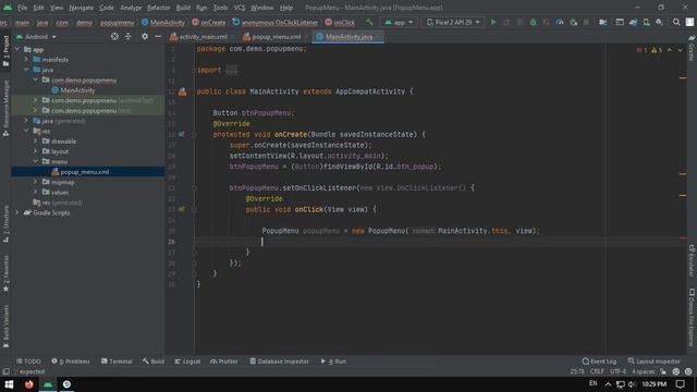 Show Popup menu items in android studio programmatically смотреть онлайн
