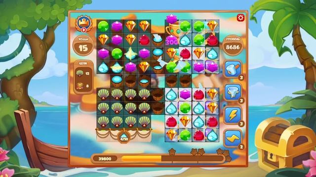 Как пройти уровень 8686 игры Сокровища Пиратов