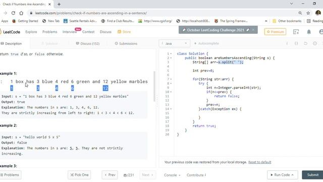 Leetcode 2042 Check if Numbers Are Ascending in a Sentence Java Clean Solution Explained смотреть онлайн