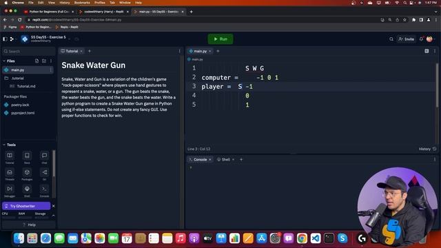 Exercise 5 - Snake Water Gun | Python Tutorial - Day #55 смотреть онлайн