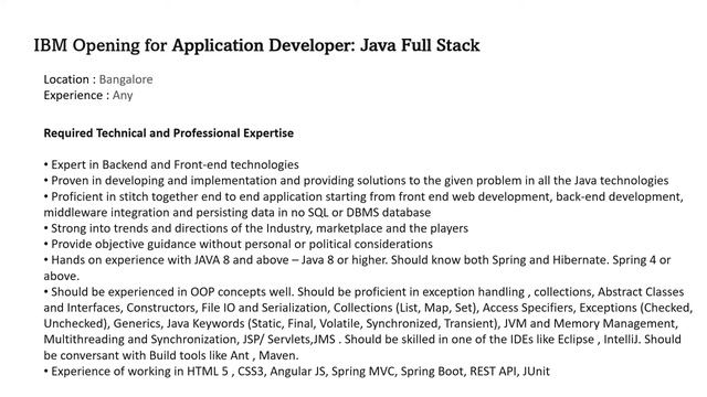 IBM Opening for Application Developer: Java Full Stack | Link in description смотреть онлайн