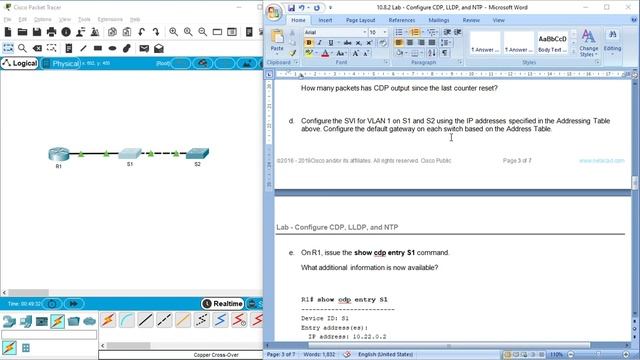 10.8.2 Lab - Configure CDP, LLDP, and NTP смотреть онлайн