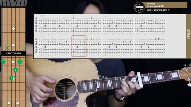 Faded Fingerstyle Guitar Tutorial - Alan Walker Picking Lesson ?|Easy Fingerstyle Arrangement| смотреть онлайн