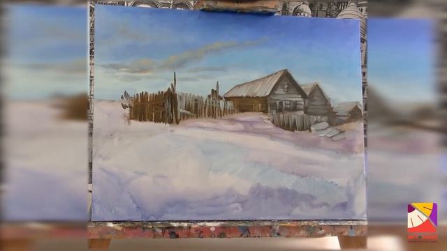 Урок 6 Онлайн уроки с Лидией Соболевой Секреты настоящего пейзажа "Деревенская зима" lite смотреть онлайн