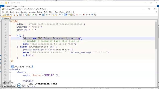 PHP DB Connection Code: смотреть онлайн