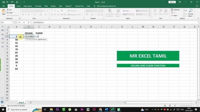 Ceiling and Floor Function in Tamil - Ms Excel смотреть онлайн