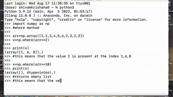 Python NumPy Tutorial For Beginners - NumPy Searching Arrays | numpy.where