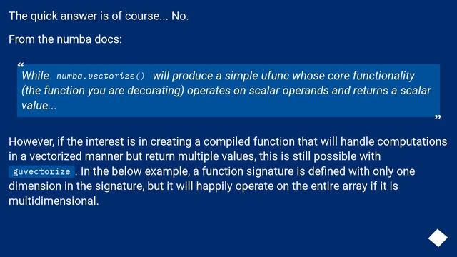 Get multiple return values from numba vectorize смотреть онлайн