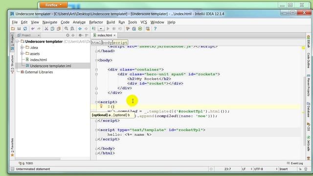 Undersocre & Backbone JavaScript Templater, краткий урок и быстрый старт смотреть онлайн
