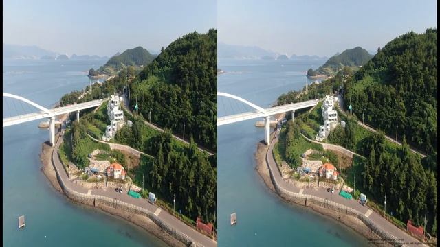 Drone 3D, 4K, A sea-crossing bridge in Baekyado, SBS VR Stereo Magic Eye, Stereogram; 여수 백야대교 매직아이 смотреть онлайн