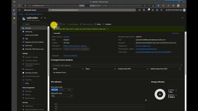Start / Stop feature for Azure SQL Managed Instance смотреть онлайн