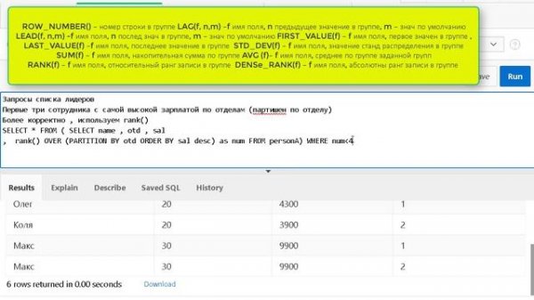 Урок 8. SQL advanced.Аналитический SQL