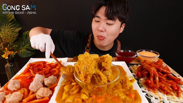 ASMR MUKBANG 떡볶이 & 치즈 스틱 & 카레 치킨먹방! FIRE Noodle & FRIED CHICKEN & CHEESE STICK EATING SOUND! смотреть онлайн