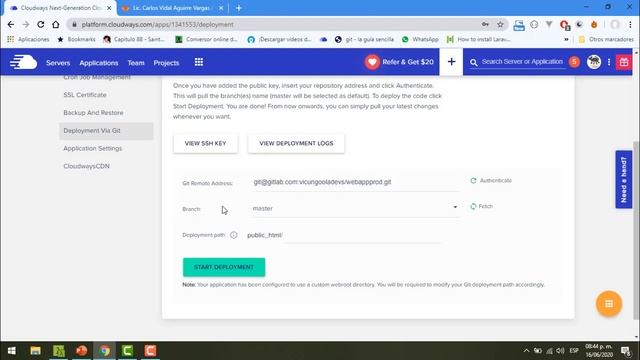 ?DESPLEGAR APLICACIÓN LARAVEL 5.x, 6.x, 7.x A SERVIDOR DE PRODUCCIÓN CLOUDWAYS ? смотреть онлайн