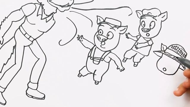 ТРИ ПОРОСЕНКА и волк | Рисование и Раскраски смотреть онлайн