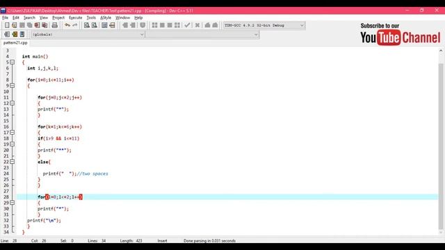 How to print Alphabet U in Star pattern using for loop in C and Java. Star pattern programs смотреть онлайн