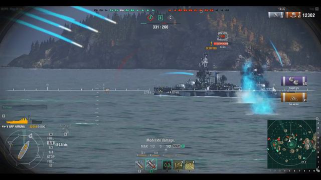 World of Warships 0.6.4.0: ARP Haruna Battle 01 смотреть онлайн