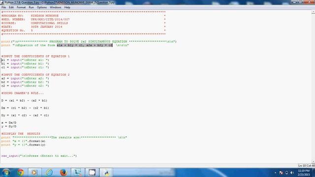 Program to Solve System of Equation With Python смотреть онлайн