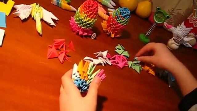 Модульное оригами Радужное пасхальное яйцо (origami) How to make a 3D origami egg Поделки с детьми смотреть онлайн