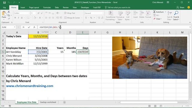 Excel: calculate the number of years, months, and days between two dates by Chris Menard смотреть онлайн