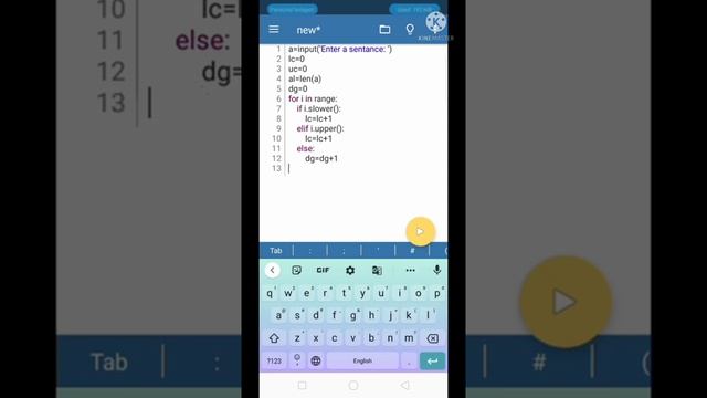 How to find number of Upper, lower case letters, alphabets & digits in a sentence using python смотреть онлайн