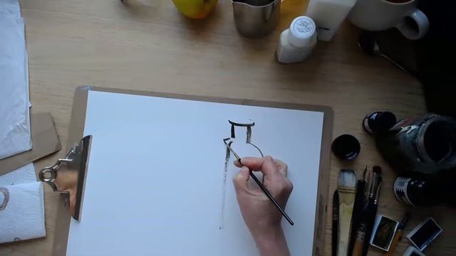 Тушь. Рисунок кистью смотреть онлайн