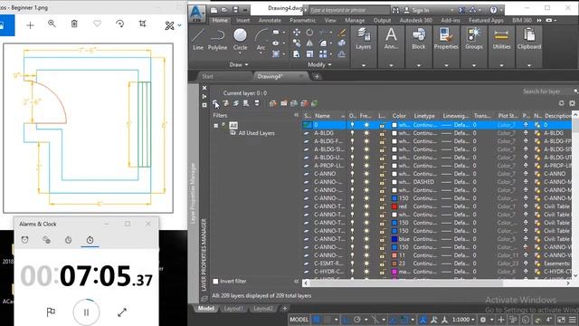 Autocad tutorial for beginners | Autocad tutorial | stopwatch challenge - part 1 смотреть онлайн