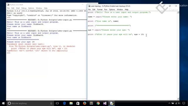 Python Tutorial For Beginners 4 - User input, creating scripts and handelling exceptions смотреть онлайн