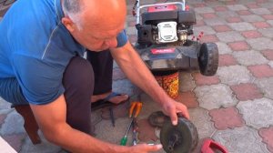 РЕМОНТ ГАЗОНОКОСИЛКИ АЛКО AL-KO, ЗАВОДИТЬСЯ ЧЕРЕЗ РАЗ\\\ ЗАТОЧКА НОЖА, РЕМОНТ КОЛЁС