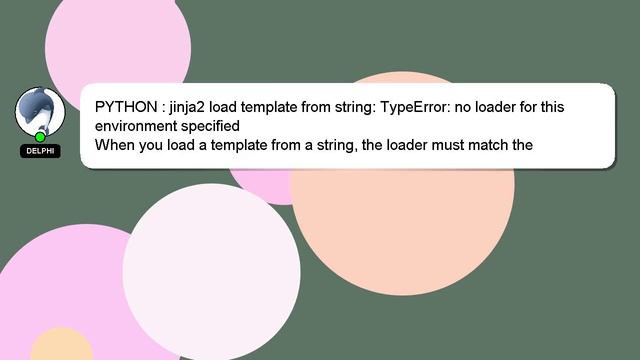 PYTHON : jinja2 load template from string: TypeError: no loader for this environment specified смотреть онлайн