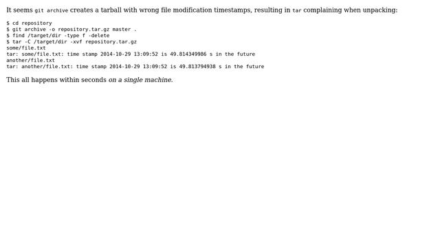 Does `git archive` use the wrong file timestamp? смотреть онлайн