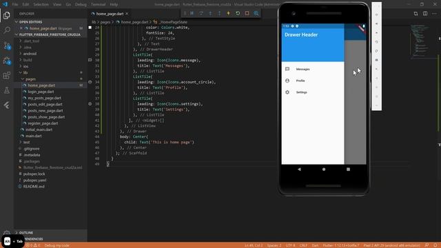 06-01 Add Drawer - Flutter, Firebase Auth and Firestore CRUD Tutorial смотреть онлайн