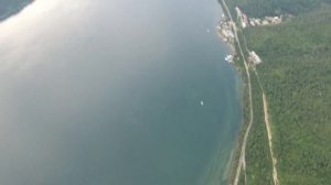 Река Ангара - исток из озера Байкал, вид с коптера