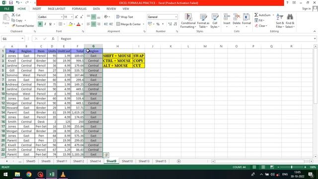 Excel tips_Using Mouse + Shift,Ctrl,Alt for Swap,Copy,Cut on Selected Data@excel_24th смотреть онлайн