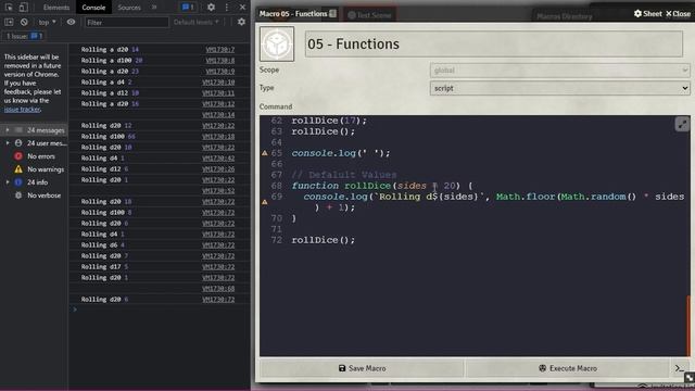 Learn JavaScript With Foundry VTT V0.9.X - E05: Functions (Part 02) смотреть онлайн