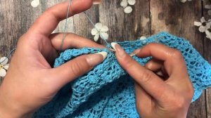 Платье крючком на девочку "Голубая лагуна".Обвязка горловины,рукава и подола.Часть 3.(Последняя)