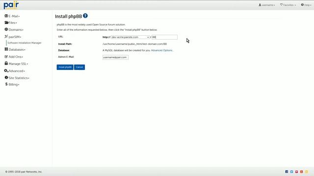 phpBB Installation with pairSIM смотреть онлайн