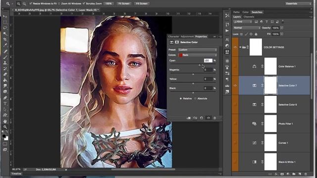 Daenerys Targaryen Realistic Watercolour Painting Effect Photoshop Actions смотреть онлайн