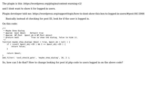 Wordpress: How to Disable Content Warning Dialog for Logged in users? смотреть онлайн