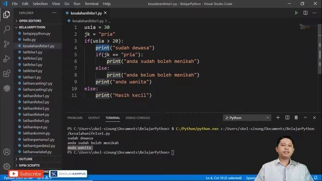 #5.4 Kesalahan penggunaan if-else dan nested if pada pyhton untuk pemula смотреть онлайн