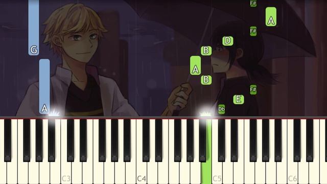 Miraculous Ladybug - In The Rain - EASY Piano tutorial смотреть онлайн