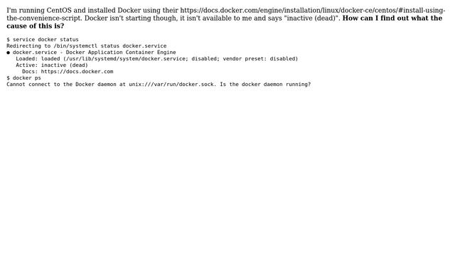 How can I determine why docker isn't running on CentOS? смотреть онлайн